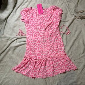 NWT! Betsey Johnson Pinky Mini Dress Sonic White Animal Print Women's Size Small
